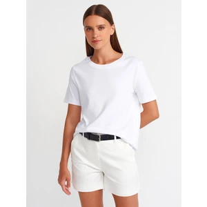 31142 Bisiklet Yaka T-Shirt-Beyaz