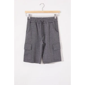 Cansın Mini Antrasit Kargo Cepli Erkek Çocuk Beli Lastikli Şort 18801