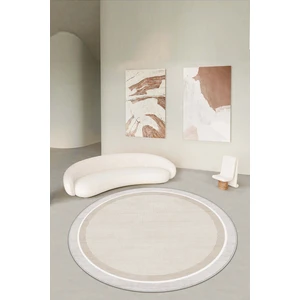 Lavita Home Makinede Yıkanabilir Kaymaz Taban Leke Tutmaz Yuvarlak Bej Mutfak Halısı Salon Halısı ve Yolluk