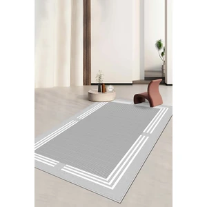 Lavita Home Makinede Yıkanabilir Kaymaz Taban Leke Tutmaz Gri Çizgili Salon Halısı Mutfak Halısı ve Yolluk