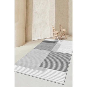 Confidence Home Makinede Yıkanabilir Kaymaz Taban Leke Tutmaz Gri Çizgili Salon Halısı Mutfak Halısı ve Yolluk