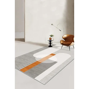 Confidence Home Makinede Yıkanabilir Kaymaz Taban Leke Tutmaz Gri Çizgili Salon Halısı Mutfak Halısı ve Yolluk