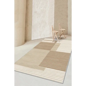 Confidence Home Makinede Yıkanabilir Kaymaz Taban Leke Tutmaz Bej Çizgili Salon Halısı Mutfak Halısı ve Yolluk