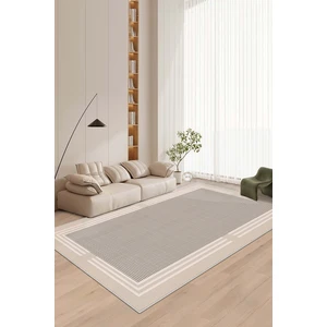 West Home Makinede Yıkanabilir Kaymaz Taban Leke Tutmaz Bej Çizgili Salon Halısı Mutfak Halısı ve Yolluk