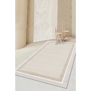 Confidence Home Makinede Yıkanabilir Kaymaz Taban Leke Tutmaz Bej Çizgili Salon Halısı Mutfak Halısı ve Yolluk
