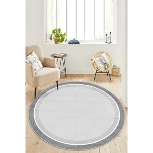 West Home Makinede Yıkanabilir Kaymaz Taban Leke Tutmaz Yuvarlak Gri Mutfak Halısı Salon Halısı ve Yolluk