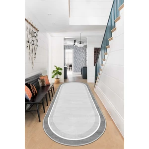 Confidence Home Makinede Yıkanabilir Kaymaz Taban Leke Tutmaz Gri Oval Salon Halısı Mutfak Halısı ve Yolluk