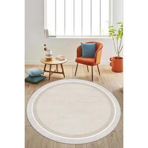 Confidence Home Makinede Yıkanabilir Kaymaz Taban Leke Tutmaz Yuvarlak Bej Mutfak Halısı Salon Halısı ve Yolluk