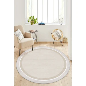West Home Makinede Yıkanabilir Kaymaz Taban Leke Tutmaz Yuvarlak Bej Mutfak Halısı Salon Halısı ve Yolluk