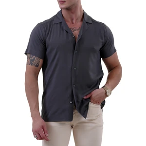 Exve Exclusive Haki Yeşil Doğal Viskon Nefes Alan Hawaii Rahat Kesim Kısakol Yazlık Gömlek