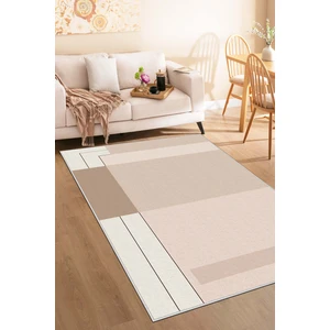 Blue Decortiva Makinede Yıkanabilir Kaymaz Taban Leke Tutmaz Bej Salon Halısı Mutfak Halısı ve Yolluk