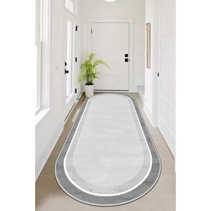 Life Decortiva Makinede Yıkanabilir Kaymaz Taban Leke Tutmaz Gri Oval Salon Halısı Mutfak Halısı ve Yolluk