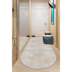 Life Decortiva Makinede Yıkanabilir Kaymaz Taban Leke Tutmaz Bej Oval Salon Halısı Mutfak Halısı ve Yolluk