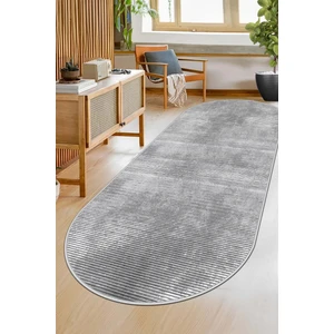 Life Decortiva Makinede Yıkanabilir Kaymaz Taban Leke Tutmaz Gri Oval Salon Halısı Mutfak Halısı ve Yolluk
