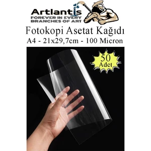 Asetat Kağıdı Pvc A4 50 Adet 100 Micron Fotokopi Asetatı Şeffaf A4 Kağıdı 21X29,7 Projektör Tepegöz
