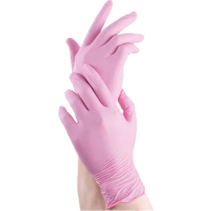 Toz Pembe Nitril Eldiven Pudrasız Eldiven