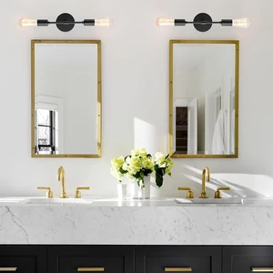 Retro,vintage,modern,rustik Siyah 2XE27 Duylu Metal Banyo Ayna Üstü Duvar Aplik