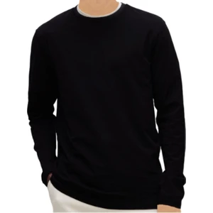 Maruf Shop Erkek Uzun Kol Bisiklet Yaka Slimfit Likralı Düz Tişört Siyah