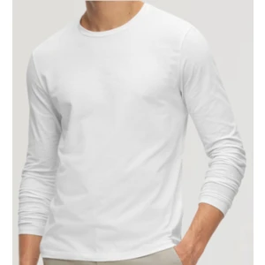 Maruf Shop Erkek Uzun Kol Bisiklet Yaka Slimfit Likralı Düz Tişört Beyaz