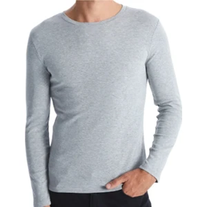 Maruf Shop Erkek Uzun Kol Bisiklet Yaka Slimfit Likralı Düz Tişört Gri