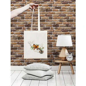 Kuşlar Baskılı Ham Bez Çanta  35X40 Cm.