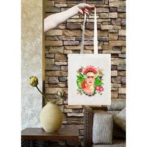 Frida Baskılı Ham Bez Çanta