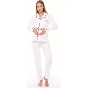 Interlok Düğmeli Hamile Lohusa Uzun Kol Pijama Takımı 1354-01