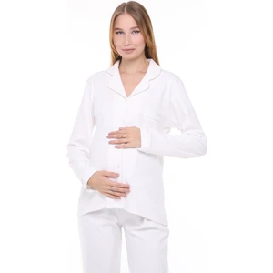 Interlok Düğmeli Hamile Lohusa Uzun Kol Pijama Takımı 1354-01