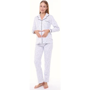 Interlok Düğmeli Hamile Lohusa Uzun Kol Pijama Takımı 1354-01
