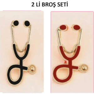 2 Li Broş Doktor , Hemşire Broş Takısı Yaka Iğnesi Steteskop Tıp Hediyelik