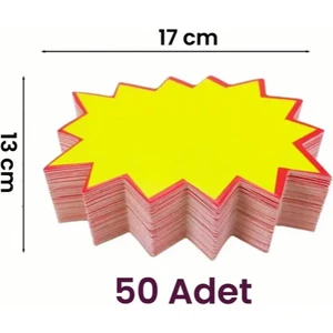 Damga Market 50 Adet 13×17 cm Sarı Yıldız Karton Fiyat Etiketi, Mağaza, Bakkal ve Süpermarket Boş Yıldız Etiketi