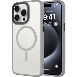 iPhone 15 Pro Kılıf Mat Arka Yüzey Wireless Şarj Özellikli Flet Magsafe Kapak