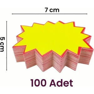 Damga Market 100 Adet 5 × 7 cm Sarı Yıldız Karton Fiyat Etiketi, Mağaza, Bakkal ve Süpermarket Boş Yıldız Etiketi