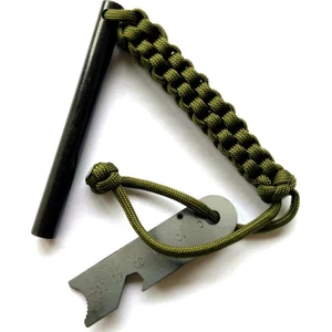 Paracord Ipli 10CM x 10MM  Magnezyum Bar Ateş Başlatıcı Acil Durum Çakmak Taşı Çubuğu