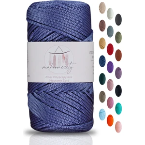 Makrome City Premium 100 gr Polyester Makrome Ipi Kot Mavisi 2mm - 120 M Supla Ip ve Çanta Ipliği