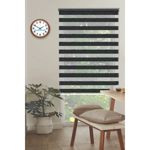 Soft Bamboo Siyah Gri Kırçıllı Zebra Perde ( Etek Düz )