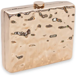 Sun Pieces Vera Altın Renk Clutch, Metal Parlak El Çantası, Gold Portföy Çanta