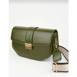 Hegef Bag Kadın Kanvas Askılı Toka Detaylı Üç Bölmeli Omuz Çantası