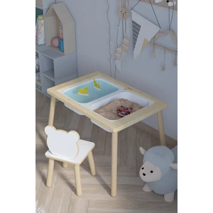 Ağaç Ahşap Çocuk Masası-Yaz Sil Yüzey Çocuk Masası-Aktivite-Çocuk Masası-2 Adet Sepet-1 Sandalye