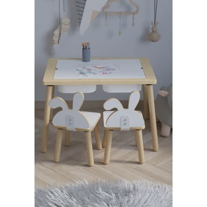 Ağaç Ahşap Çocuk Masası-Yaz Sil Yüzey Çocuk Masası-Aktivite-Çocuk Masası-2 Adet Sepet-2 Sandalye
