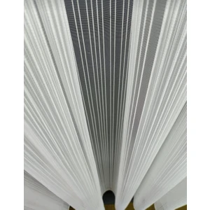 Red Black Modern Çizgili Tül 1x2.5 Pileli