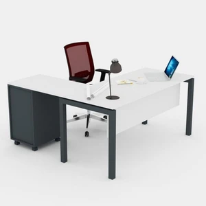 Çağın Ofis Mobilyaları Galaxy 120 cm Yüksek Kesonlu Beyaz Çalışma Ofis Masa (Beyaz/antrasit)