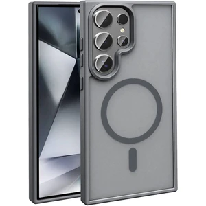 Galaxy Uyumlu S23 Ultra Kılıf Magsafe Şarj Özellikli Mat Arka Yüzey Htstore Sio Kapak-Gri