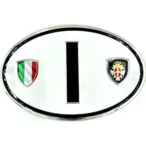 Etiketçilere Özel Armalar Oval Iharf Italy Italya Bayraklı Beyaz Alüminyum Sticker Arma