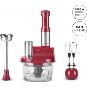 Pro 2000W Turbo Fonksiyon Cam Hazne Çift Paslanmaz Çelik Bıçak Buz Kırma Doğrayıcı Mutfak Robotu