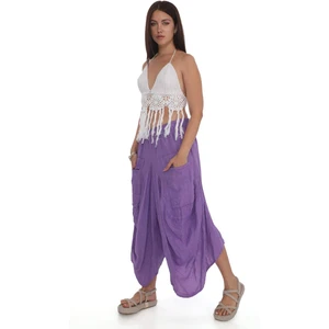 Bohem Stil Italyan Cepli Keten Şalvar Pantolon CMN00154