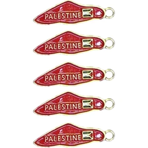 Ebruli Boncuk Lag Kaplama Uc Filistin Bayrak Gold Altın Rengi Takı Yapımı Kolye Ucu Broş (5 Adet)