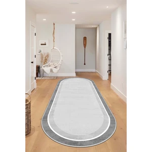 Makinede Yıkanabilir Kaymaz Taban Leke Tutmaz Gri Oval Salon Halısı Mutfak Halısı ve Yolluk