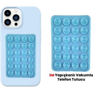 Bilişim Aksesuar Silikon Vakumlu Telefon Tutucu, Cep Telefonu Için Silikon Yapışkanlı, Kaymaz Vantuz Telefon Tutucu Mavi