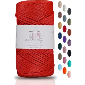 Premium 100 gr Polyester Makrome Ipi Kırmızı 2mm - 120 M Supla Ip ve Çanta Ipliği
